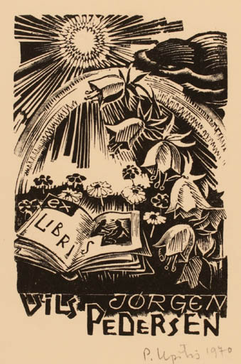 Exlibris by Peteris Upitis from Latvia for Jørgen Vils Pedersen - Flora Sun 