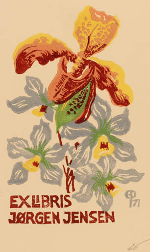 Exlibris by Edmund Peter from Denmark for Jørgen Jensen - Flower Flora 