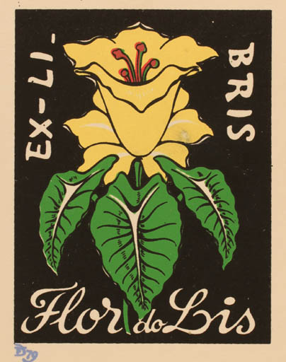 Exlibris by Eduardo Dias Ferreira from Portugal for Maria Eduarda de Oliveira Dias Ferreria - Flower Flora 