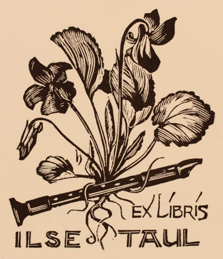 Exlibris by Hans Hauke from Austria for Ilse Taul - Flower Flora Music 