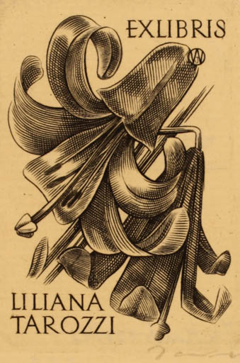 Exlibris by Wojciech Jakubowski from Poland for Liliana Tarozzi - Flower Flora 