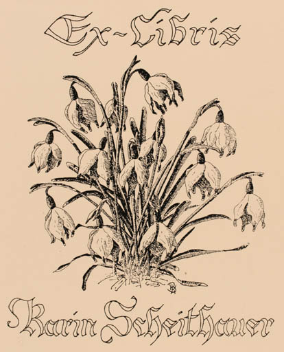 Exlibris by Bernhard Kuhlmann from Germany for Karin Scheithauer - Flower Flora 