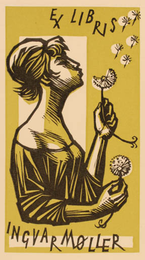 Exlibris by Ladislav Rusek from Czechoslovakia for Ingvar Møller - Flora Woman 