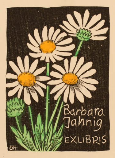 Exlibris by Herbert S. Ott from Germany for Barbara Jahnig - Flower Flora 