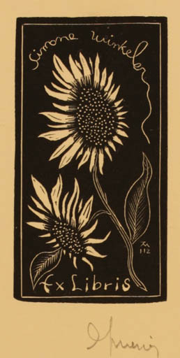 Exlibris by Jocelyn Mercier from France for Simone Winkeler - Flower Flora 