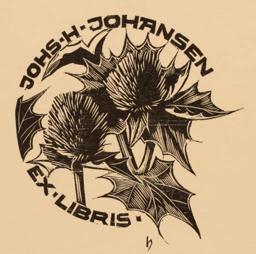 Exlibris by Hans Hauke from Austria for Johs. H. Johansen - Flora 