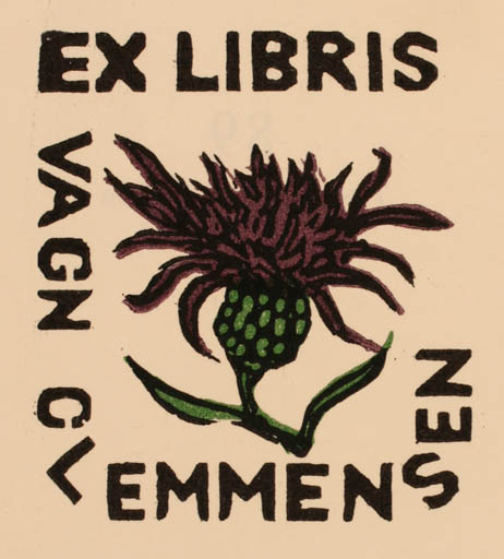 Exlibris by Tibor Moskal from Hungary for Vagn Åge Clemmensen - Flower Flora 