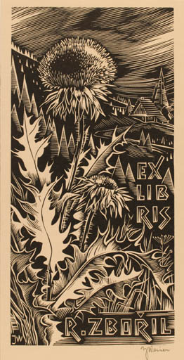 Exlibris by Josef Weiser from Czechoslovakia for Rajmund Zboril - Flora Scenery/Landscape 