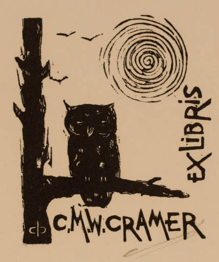 Exlibris by C. M. W. Cramer from Netherland for C. M. W. Cramer - Owl 