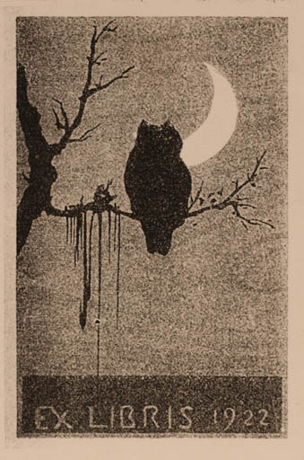 Exlibris by Y Urushibara from Japan for ? ? - Owl 