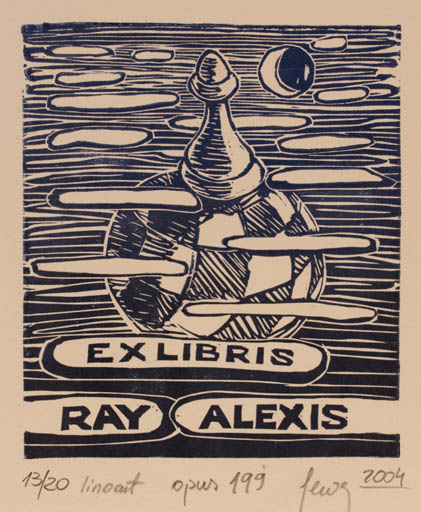 Exlibris by Malgorzaty Seweryn from Poland for Ray Alexis - Abstract 