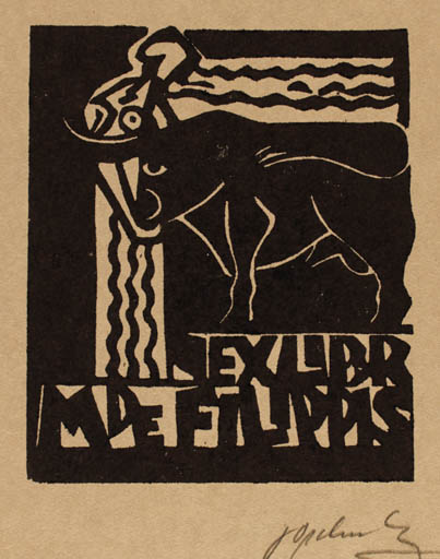 Exlibris by Georg Opdenberg from Germany for Mario de Filippis - Europa and the Bull 