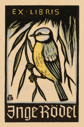 Exlibris by Hans Michael Bungter from Germany for Inge Rödel - Bird 