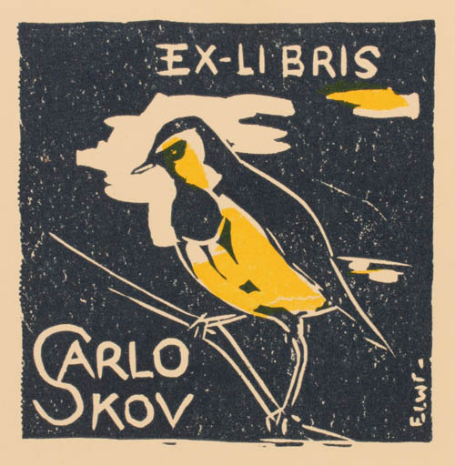 Exlibris by Börge Elwi Carlson from Sweden for Henry Carlo Skov - Bird 