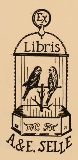 Exlibris by Peter Rheutow from Russia for Erika & Andreas Selle - Bird 