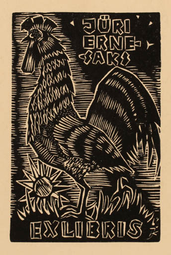 Exlibris by Jaak Kuusk from Estonia for Jüri Ernesaks - Bird 