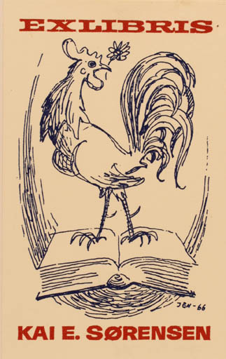 Exlibris by Jörgen Brockdorff-Nielsen from Denmark for Kai E. Sørensen - Book Bird 