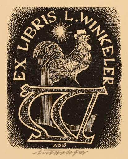 Exlibris by Antonin Dolezal from Czechoslovakia for Leo Winkeler - Bird 