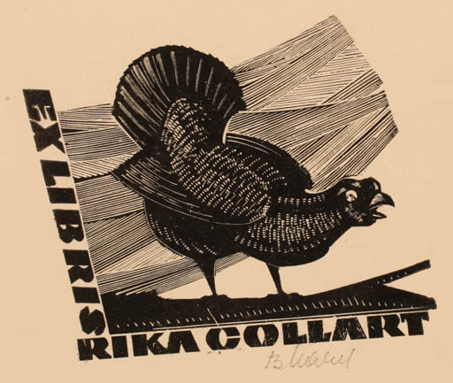 Exlibris by Boguslav Marszal from Poland for Rika Collart - Fauna Bird 