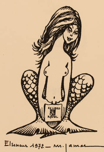 Exlibris by Michel Jamar from France for Klaus Rödel - Mermaid 