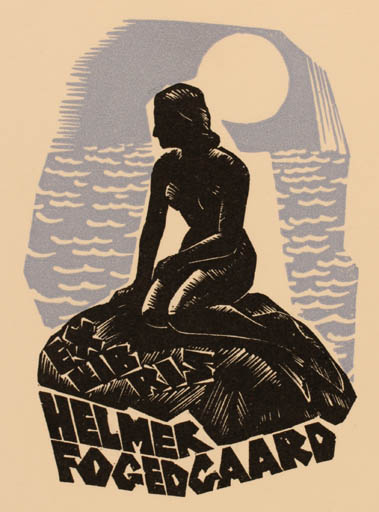 Exlibris by Wladimir Rudolf Kopilow from Russia for Helmer Fogedgaard - Mermaid 