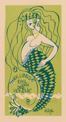 Exlibris by Ota Nalezinek from Luxembourg for Emil van der Vekene - Mermaid 