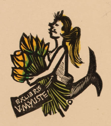 Exlibris by Herbert S. Ott from Germany for V.M. Yuste - Mermaid 