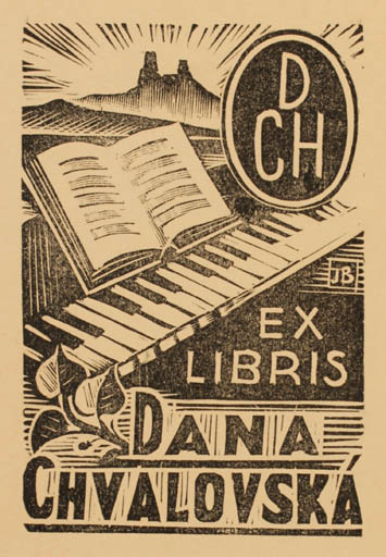 Exlibris by Jaro Beran from Czechoslovakia for Dana Chalovská - Book Music 