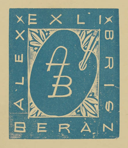 Exlibris by Jaro Beran from Czechoslovakia for Alex Beran - Art 