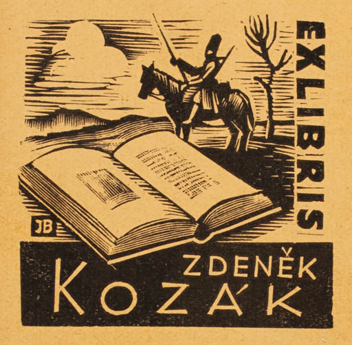 Exlibris by Jaro Beran from Czechoslovakia for Zdenék Kozák - Book Horse Horseman/Rider 