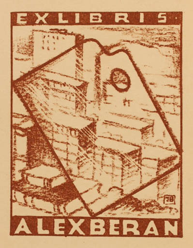Exlibris by Jaro Beran from Czechoslovakia for Alex Beran - Book City 