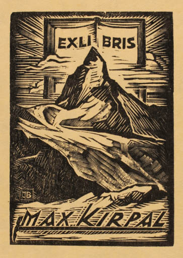 Exlibris by Jaro Beran from Czechoslovakia for Max Kirpal - Mountain Book 