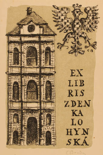 Exlibris by Cyril Bouda from Czechoslovakia for Zdenka Lohynska - Architecture 