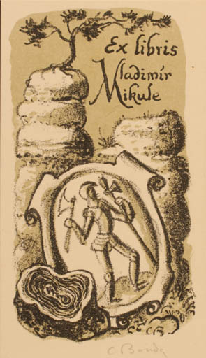 Exlibris by Cyril Bouda from Czechoslovakia for Vladimir Mikule - Knight 