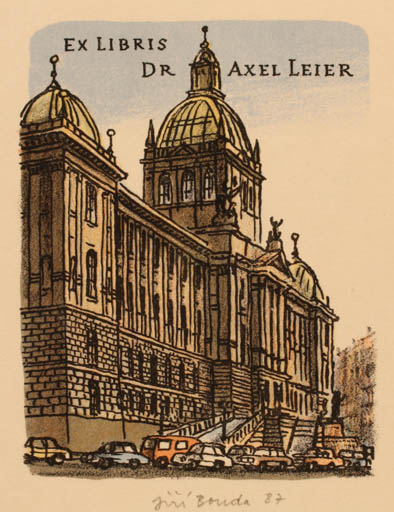 Exlibris by Jiri Bouda from Czech Republic for Dr. Axel Leier - Architecture Car City 