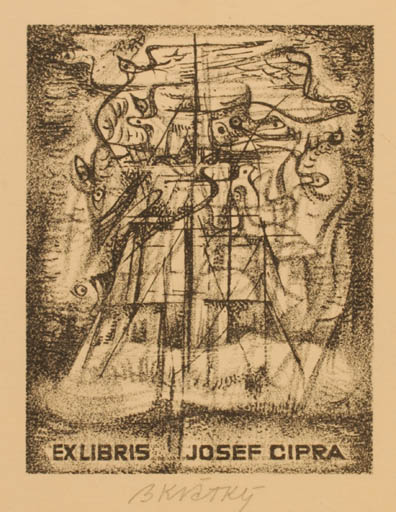 Exlibris by Bohumil Kratky from Czech Republic for Josef Cipra - Abstract 