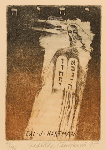 Exlibris by Nadezda Cancikova from Czechoslovakia for J Hartman - Religion 