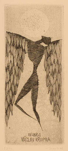 Exlibris by I. Dobroruka from Czechoslovakia for Vaclav Krupka - Angel 