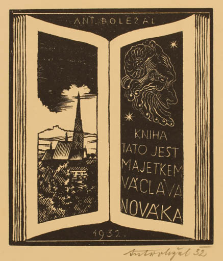 Exlibris by Antonin Dolezal from Czechoslovakia for Václava Nováka - Book 