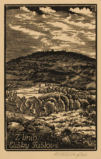 Exlibris by Antonin Dolezal from Czechoslovakia for Elisky Tuslove - Scenery/Landscape 