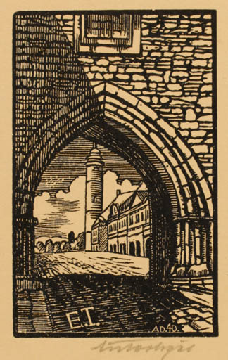 Exlibris by Antonin Dolezal from Czechoslovakia for ? E.T. - City 