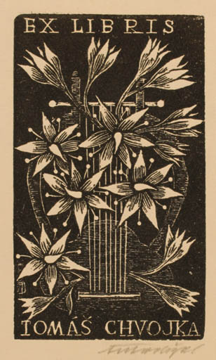 Exlibris by Antonin Dolezal from Czechoslovakia for Tomas Chvojka - Flower Flora 