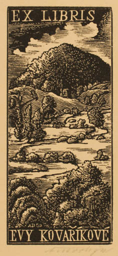 Exlibris by Antonin Dolezal from Czechoslovakia for Evy Kovarikove - Scenery/Landscape 