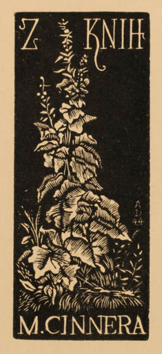 Exlibris by Antonin Dolezal from Czechoslovakia for Miroslav Cinner - Flower Flora 