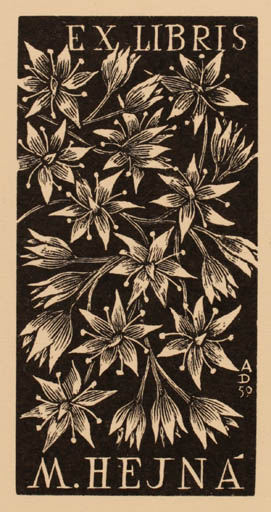 Exlibris by Antonin Dolezal from Czechoslovakia for M Hejna - Flower Flora 