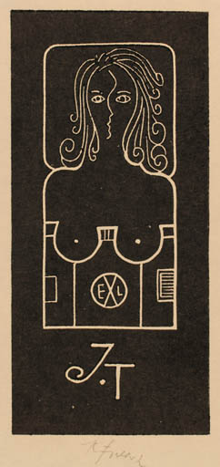 Exlibris by Karel Fiala from Czechoslovakia for ? J.T. - Woman 