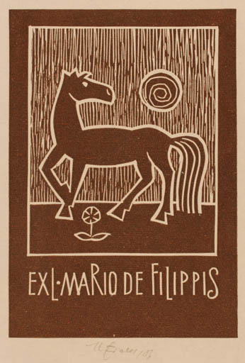 Exlibris by Karel Fiala from Czechoslovakia for Mario de Filippis - Horse 