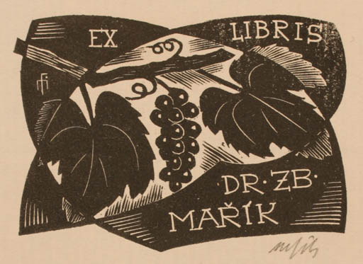 Exlibris by Dr. Otakar Marik from Czechoslovakia for Zbynek Marik - Fruit Wine 