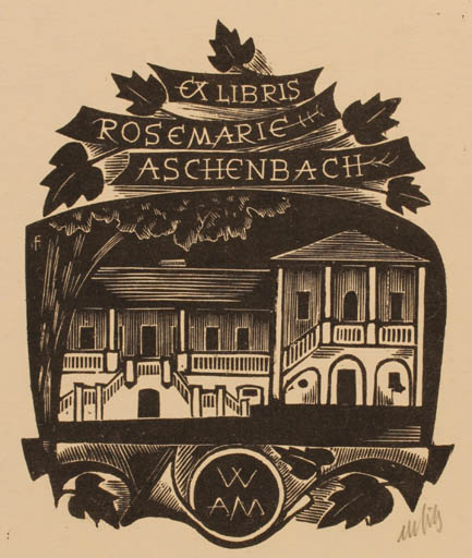 Exlibris by Dr. Otakar Marik from Czechoslovakia for Rosemarie Aschenbach - Architecture 