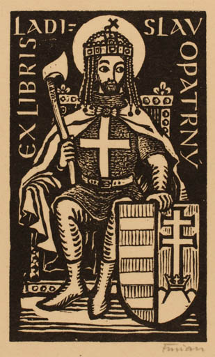 Exlibris by Michal Florian from Czechoslovakia for Ladislav Opatrny - Regent/royalty 